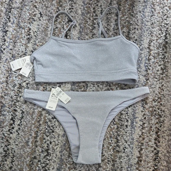 Aerie Gray Minimalist Bikini Swimwear - Picture 1 of 4